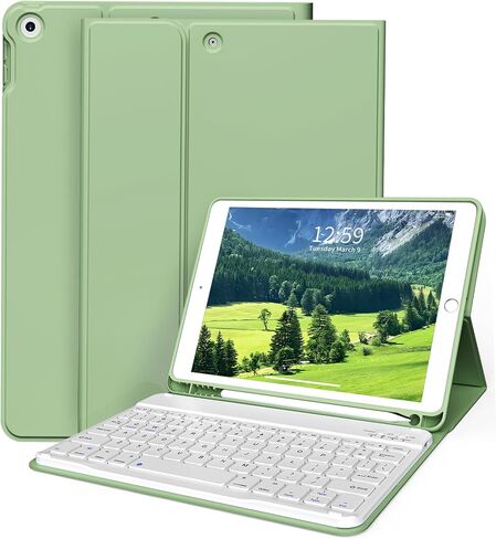Keyboard Case for iPad 9th Generation 10.2 inch, Stand Folio Detachable Wireless Bluetooth Rechargeable Keyboard Soft TPU Back Case with Pencil Holder for iPad 9th/8th/7th Gen, Gray in Saudi Arabia