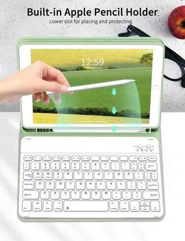Keyboard Case for iPad 9th Generation 10.2 inch, Stand Folio Detachable Wireless Bluetooth Rechargeable Keyboard Soft TPU Back Case with Pencil Holder for iPad 9th/8th/7th Gen, Gray in Saudi Arabia