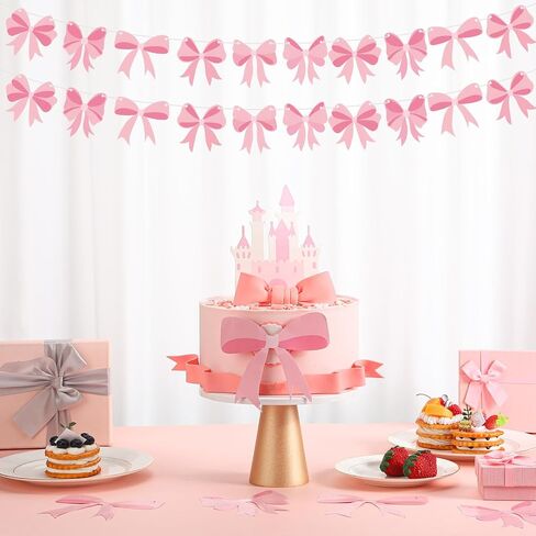 5 Pcs 49.4Ft Coquette Pink Bow Paper Garland Banner Coquette Birthday Pink Bow Party Decorations for Bow Birthday Baby Shower Bridal Shower Bachelorette Party Decor in Kuwait