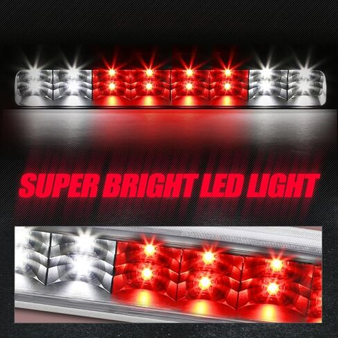 Auto Dynasty Dual Row 16 LED Rear Tail Center High Mount Stop Lamp Third Brake Cargo Light Compatible with Dodge Ram 1500 2500 3500 94-01, Black Housing, Clear Lens in Kuwait