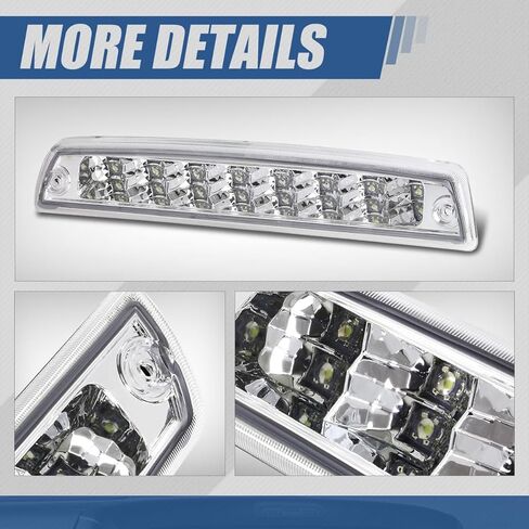 Auto Dynasty Dual Row 16 LED Rear Tail Center High Mount Stop Lamp Third Brake Cargo Light Compatible with Dodge Ram 1500 2500 3500 94-01, Black Housing, Clear Lens in Kuwait