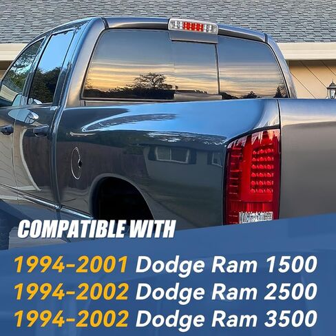 Auto Dynasty Dual Row 16 LED Rear Tail Center High Mount Stop Lamp Third Brake Cargo Light Compatible with Dodge Ram 1500 2500 3500 94-01, Black Housing, Clear Lens in Kuwait