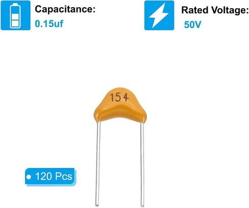 PATIKIL 0.1uf 50V Multilayer Monolithic Ceramic Capacitors, 120 Pcs Ceramic Chip Capacitor Assortment Kit for Power, Yellow in Saudi Arabia