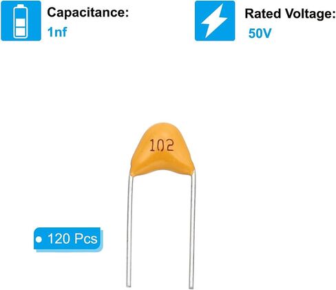 PATIKIL 0.1uf 50V Multilayer Monolithic Ceramic Capacitors, 120 Pcs Ceramic Chip Capacitor Assortment Kit for Power, Yellow in Saudi Arabia