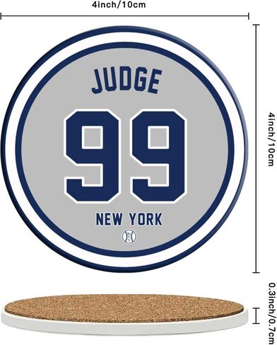 Yankee Coasters for Drinks, New York Baseball Ceramic Coasters Set of 6, Yankee Gift for Man Home Decor in Saudi Arabia