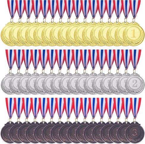 6-Pack Metal Winner Gold Silver Bronze Award Medals Style Metal Winner Awards with Neck Ribbon, 2Inches in Saudi Arabia