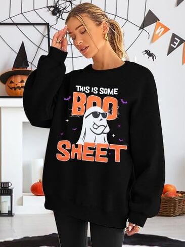 KIDDAD Halloween Nurse Sweatshirt Women Boo Boo Crew Shirts Funny Nurse Ghost Graphic Pullover Tops Spooky Long Sleeve Top in Saudi Arabia
