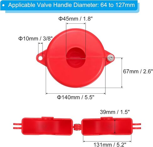 PATIKIL Gate Valve Lockout, 2 Pack Gate Valve Lockout Device Outdoor Faucet Water Spigot Lock for 2-1/2" to 5" Diameter Valve Handles Faucet Knob Spigot Propane Tank Style 1, Red in Saudi Arabia