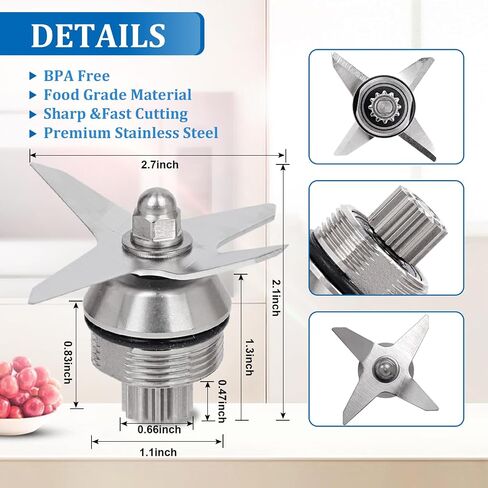 Blender Blade Replacement Part for Vitamix, Blender 6 Blade Wet Dry Ice Blade Repair Kit Assembly Compatible with Vitamix 5200 Series Blender Mixer 32oz and 64oz Standard Container in Saudi Arabia