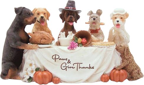 تمثال Wowser Paws & Give Thanks، ديكور طاولة طعام عيد الشكر للكلاب، ديكور عطلة قائم بذاته، ارتفاع 5.5 سم in Saudi Arabia
