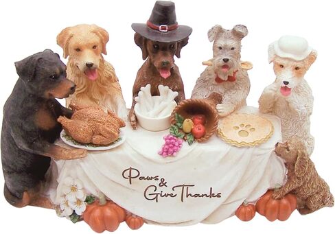 تمثال Wowser Paws & Give Thanks، ديكور طاولة طعام عيد الشكر للكلاب، ديكور عطلة قائم بذاته، ارتفاع 5.5 سم in Saudi Arabia
