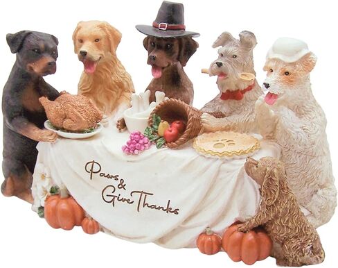 تمثال Wowser Paws & Give Thanks، ديكور طاولة طعام عيد الشكر للكلاب، ديكور عطلة قائم بذاته، ارتفاع 5.5 سم in Saudi Arabia