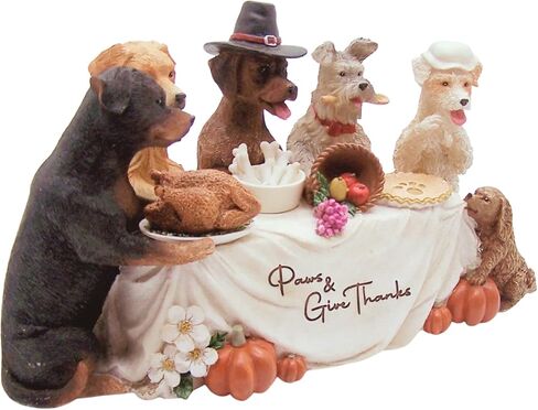 تمثال Wowser Paws & Give Thanks، ديكور طاولة طعام عيد الشكر للكلاب، ديكور عطلة قائم بذاته، ارتفاع 5.5 سم in Saudi Arabia