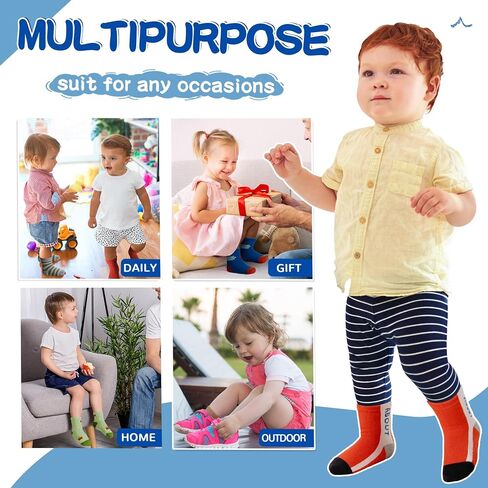Eocom Baby Boys Grips Socks Kids Toddlers Infants Non Skid Anti Slip Crew Cotton Gifts Socks 12 Pairs in Saudi Arabia