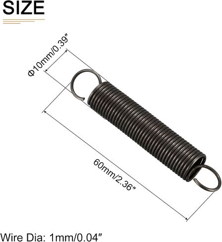 1.5x12x50mm (WxODxL) زنبرك تمديد - 5 عبوات - جيد لآلات إصلاح المنزل - زنبرك فولاذي ممتد مضغوط - رمادي داكن in Kuwait