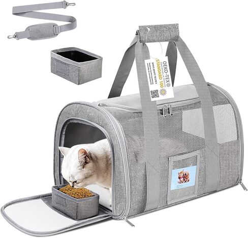 Extra Large Pet Carrier 20 lbs+, Soft Sided Cat Carriers for Large Cats Under 25 lbs, Folding Big Dog Carrier 20"x13"x13", Cat Carrier for 2 Cats Travel Carrier -Large- Grey in Kuwait