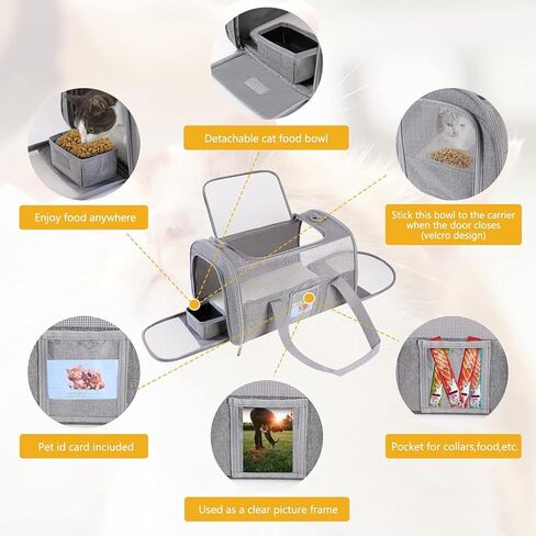 Extra Large Pet Carrier 20 lbs+, Soft Sided Cat Carriers for Large Cats Under 25 lbs, Folding Big Dog Carrier 20"x13"x13", Cat Carrier for 2 Cats Travel Carrier -Large- Grey in Kuwait