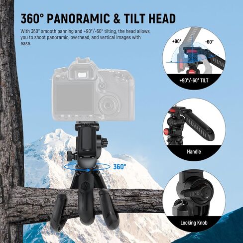 NEEWER Tripod for iPhone with Remote, Mini Flexible Phone Tripod Stand Vlog Selfie Stick with Phone Holder & Action Camera Adapter Compatible with iPhone GoPro Insta360 Samsung Digital Camera, TP35 in Saudi Arabia