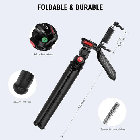 NEEWER Tripod for iPhone with Remote, Mini Flexible Phone Tripod Stand Vlog Selfie Stick with Phone Holder & Action Camera Adapter Compatible with iPhone GoPro Insta360 Samsung Digital Camera, TP35 in Saudi Arabia