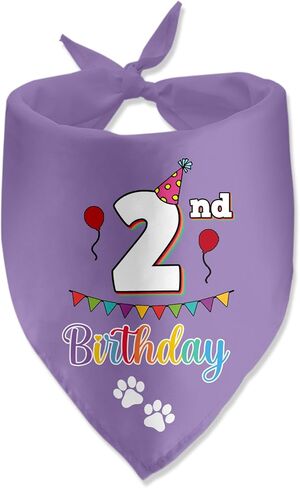 Dog Birthday Bandana, Cotton, Purple, 66cm*31cm, for Dog 1st Birthday Party Decoration in Saudi Arabia
