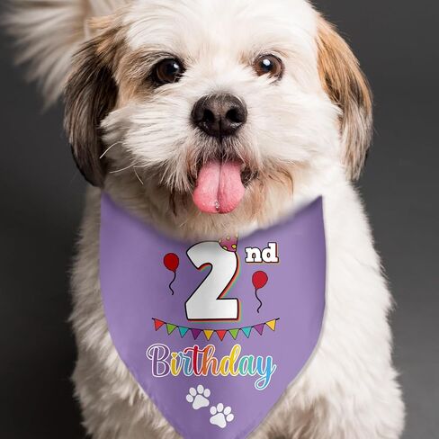 Dog Birthday Bandana, Cotton, Purple, 66cm*31cm, for Dog 1st Birthday Party Decoration in Saudi Arabia