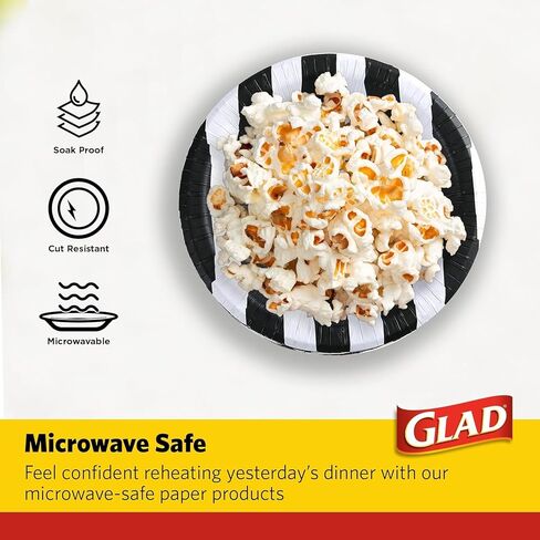 Glad Everyday Round Disposable Paper Bowls with Referee Football Design | Cut-Resistant, Microwavable Paper Bowls for All Foods & Daily Use | 16oz, 64 Count in Saudi Arabia