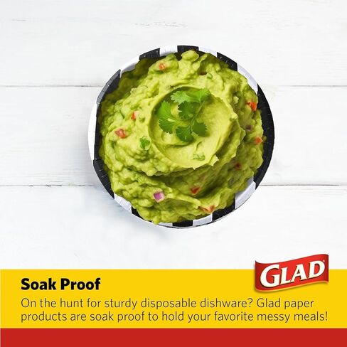 Glad Everyday Round Disposable Paper Bowls with Referee Football Design | Cut-Resistant, Microwavable Paper Bowls for All Foods & Daily Use | 16oz, 64 Count in Saudi Arabia