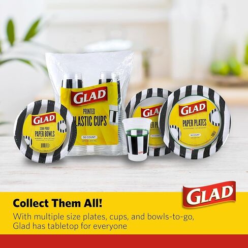 Glad Everyday Round Disposable Paper Bowls with Referee Football Design | Cut-Resistant, Microwavable Paper Bowls for All Foods & Daily Use | 16oz, 64 Count in Saudi Arabia
