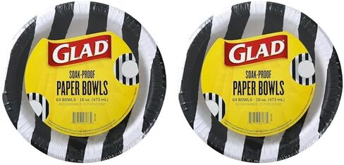Glad Everyday Round Disposable Paper Bowls with Referee Football Design | Cut-Resistant, Microwavable Paper Bowls for All Foods & Daily Use | 16oz, 64 Count in Saudi Arabia