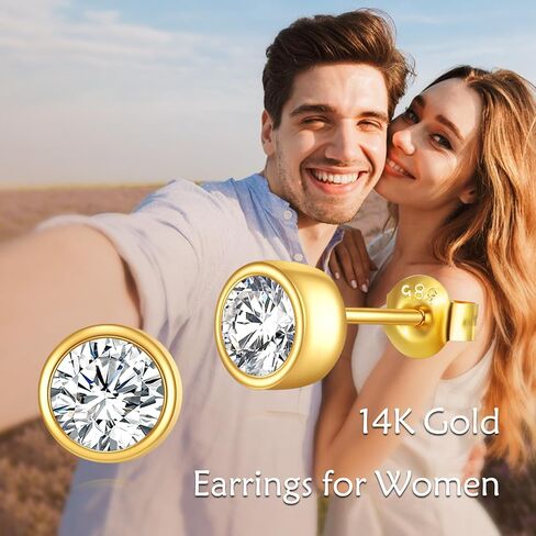 14k Gold Stud Earrings, 0.6-2ct Moissanite Stud Earrings, Gold Stud Earrings Jewelry Gifts for Women Men in Kuwait
