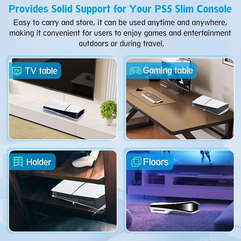 YWLRONG 4Pcs for PS5 Slim Stand Console Bracket Holder Flat Base Horizontal Stand Compatible with Sony Playstation 5 Slim Disc Edition Accessories(Transparent+Grey) in Saudi Arabia