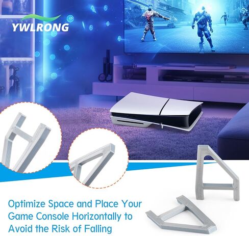 YWLRONG 4Pcs for PS5 Slim Stand Console Bracket Holder Flat Base Horizontal Stand Compatible with Sony Playstation 5 Slim Disc Edition Accessories(Transparent+Grey) in Saudi Arabia