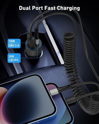 LUOSIKE iPhone Fast Car Charger, 2-Pack 38W PD/QC Dual Port Fast USB C Car Charger Power Cigarette Lighter Adapter + 2 X 3FT USB C to Lightning Cable for iPhone 14 13 12 11 Pro Max XS XR X 8 SE, iPad in Saudi Arabia