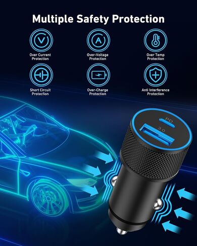 LUOSIKE iPhone Fast Car Charger, 2-Pack 38W PD/QC Dual Port Fast USB C Car Charger Power Cigarette Lighter Adapter + 2 X 3FT USB C to Lightning Cable for iPhone 14 13 12 11 Pro Max XS XR X 8 SE, iPad in Saudi Arabia