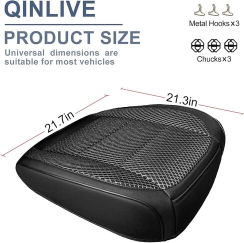 2 Pack Ventilated Cool Front Bottom Car Seat Cover, 3D Air Mesh Breathable Car Seat Protectors Mat Pad, Universal Fit Summer Cooling Auto Seat Cushion with Storage Pocket for Cars Trucks SUVs(Black) in Saudi Arabia