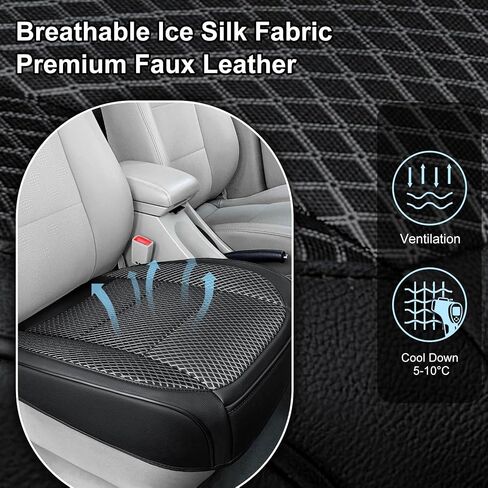 2 Pack Ventilated Cool Front Bottom Car Seat Cover, 3D Air Mesh Breathable Car Seat Protectors Mat Pad, Universal Fit Summer Cooling Auto Seat Cushion with Storage Pocket for Cars Trucks SUVs(Black) in Saudi Arabia