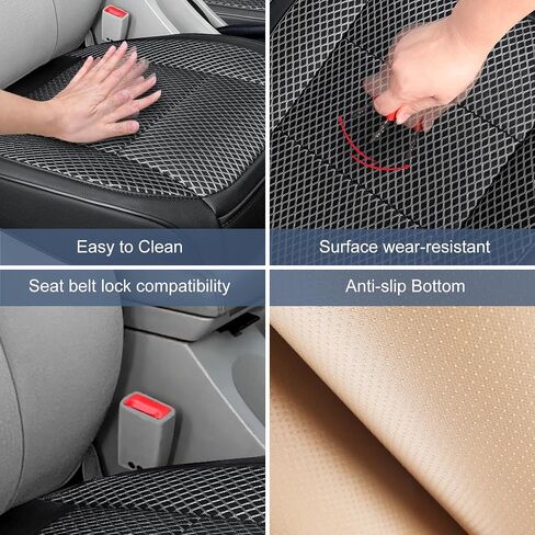 2 Pack Ventilated Cool Front Bottom Car Seat Cover, 3D Air Mesh Breathable Car Seat Protectors Mat Pad, Universal Fit Summer Cooling Auto Seat Cushion with Storage Pocket for Cars Trucks SUVs(Black) in Saudi Arabia