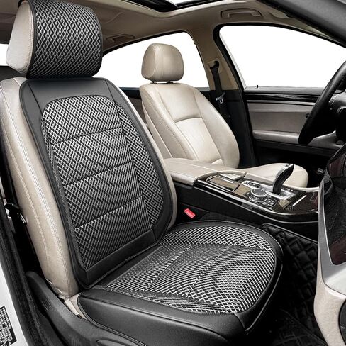2 Pack Ventilated Cool Front Bottom Car Seat Cover, 3D Air Mesh Breathable Car Seat Protectors Mat Pad, Universal Fit Summer Cooling Auto Seat Cushion with Storage Pocket for Cars Trucks SUVs(Black) in Saudi Arabia