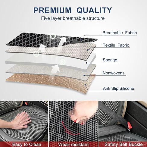 2 Pack Ventilated Cool Front Bottom Car Seat Cover, 3D Air Mesh Breathable Car Seat Protectors Mat Pad, Universal Fit Summer Cooling Auto Seat Cushion with Storage Pocket for Cars Trucks SUVs(Black) in Saudi Arabia