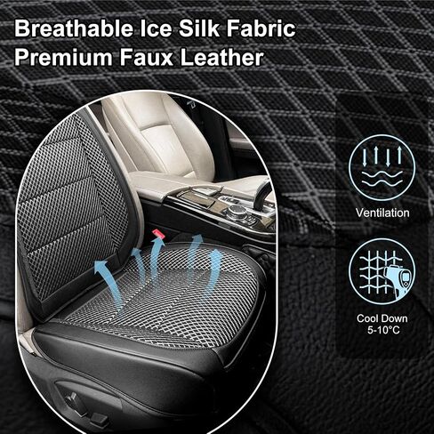 2 Pack Ventilated Cool Front Bottom Car Seat Cover, 3D Air Mesh Breathable Car Seat Protectors Mat Pad, Universal Fit Summer Cooling Auto Seat Cushion with Storage Pocket for Cars Trucks SUVs(Black) in Saudi Arabia
