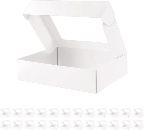 HAPPY POTATO 25 Pastry Boxes with window, Black Bakery Boxes with Window, 9x7x2.5 Inches Bakery Boxes for Cookies, Treat Boxes for Small Bakery, Dessert, Candy, Party Favors, Wedding Cake in Saudi Arabia