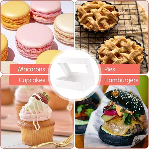 HAPPY POTATO 25 Pastry Boxes with window, Black Bakery Boxes with Window, 9x7x2.5 Inches Bakery Boxes for Cookies, Treat Boxes for Small Bakery, Dessert, Candy, Party Favors, Wedding Cake in Saudi Arabia