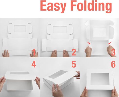 HAPPY POTATO 25 Pastry Boxes with window, Black Bakery Boxes with Window, 9x7x2.5 Inches Bakery Boxes for Cookies, Treat Boxes for Small Bakery, Dessert, Candy, Party Favors, Wedding Cake in Saudi Arabia