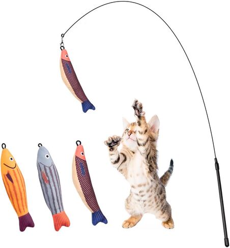 PAZ'S GIFT Cat Wand Toy, cat Stick Interactive Vocal Toy Mouse, Squeak, Mouse, cat Toy, cat Kick Toy, Suitable for All cat Types, 2-Pack in Saudi Arabia