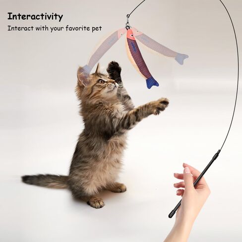 PAZ'S GIFT Cat Wand Toy, cat Stick Interactive Vocal Toy Mouse, Squeak, Mouse, cat Toy, cat Kick Toy, Suitable for All cat Types, 2-Pack in Saudi Arabia