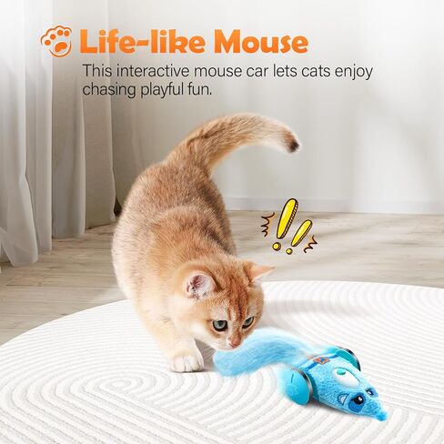 Migipaws Automatic Cat Toys, Plush Cat Mouse Toy, Interactive Toy for Indoor Cats, Smart Moving Kitten Toy, Rechargeable (Pink) in Saudi Arabia