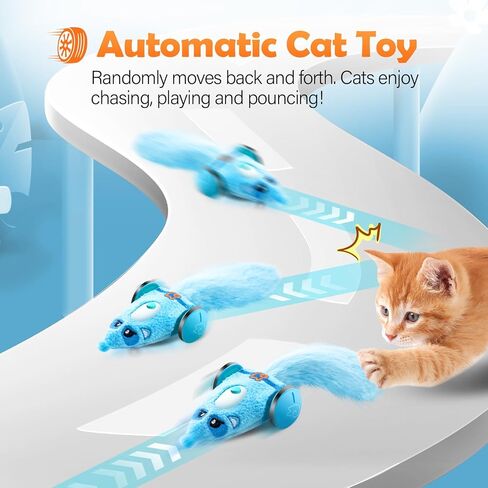 Migipaws Automatic Cat Toys, Plush Cat Mouse Toy, Interactive Toy for Indoor Cats, Smart Moving Kitten Toy, Rechargeable (Pink) in Saudi Arabia