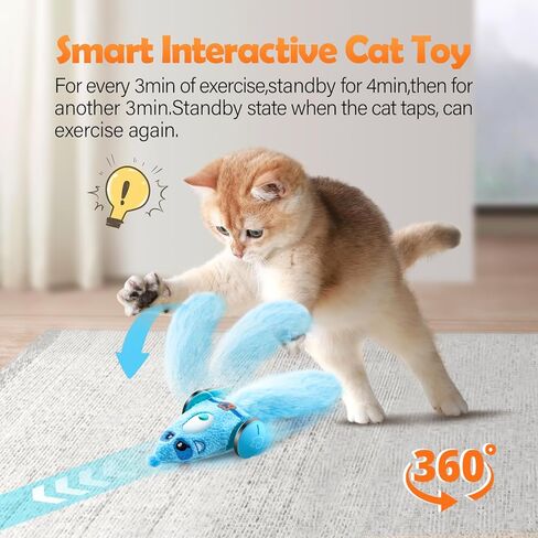 Migipaws Automatic Cat Toys, Plush Cat Mouse Toy, Interactive Toy for Indoor Cats, Smart Moving Kitten Toy, Rechargeable (Pink) in Saudi Arabia