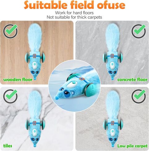 Migipaws Automatic Cat Toys, Plush Cat Mouse Toy, Interactive Toy for Indoor Cats, Smart Moving Kitten Toy, Rechargeable (Pink) in Saudi Arabia
