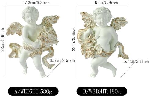 FYWMXIAJG Winged Angels Cherubs Cupid Wall art Wall Hanging Ornate Sculpture Angel Wall Decor for Collectable Figurines (Golden, B) in Saudi Arabia